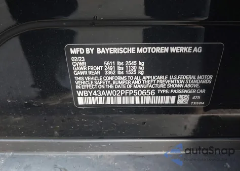 2023 BMW I4 Edrive35 z USA, uszkodzony, nr VIN WBY43AW02PFP50656